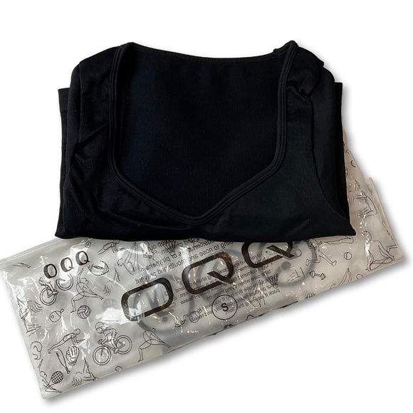 OQQ Long Sleeve Black Ribbed Crop Top – Size S - Picture 4 of 4